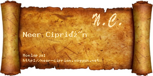 Neer Ciprián névjegykártya